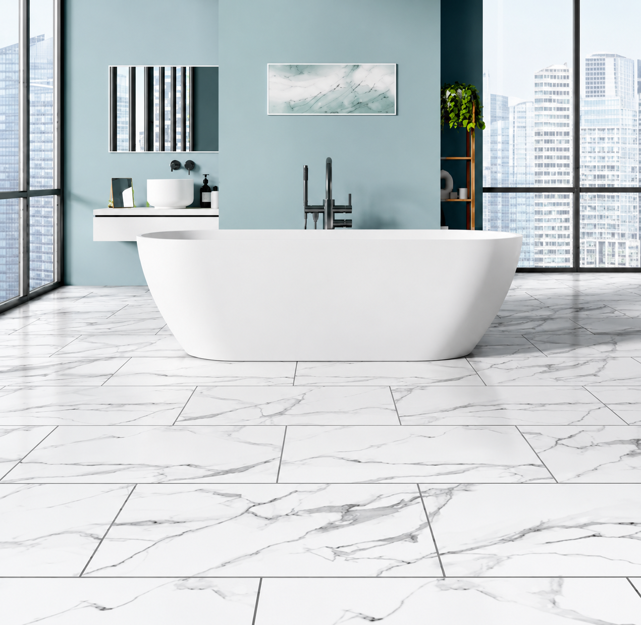 Lifeproof Mountain Brook Marble waterproof SPC luxury vinyl tile with realistic marble-look flooring for residential and commercial spaces.