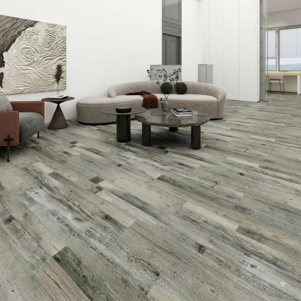LifePlank Driftstone waterproof SPC LVT flooring featured in a spacious residential interior