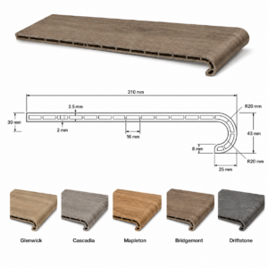 1800lvp LifePlank luxury vinyl flooring stair tread with wood-look finish and rounded LVP stair nose profile