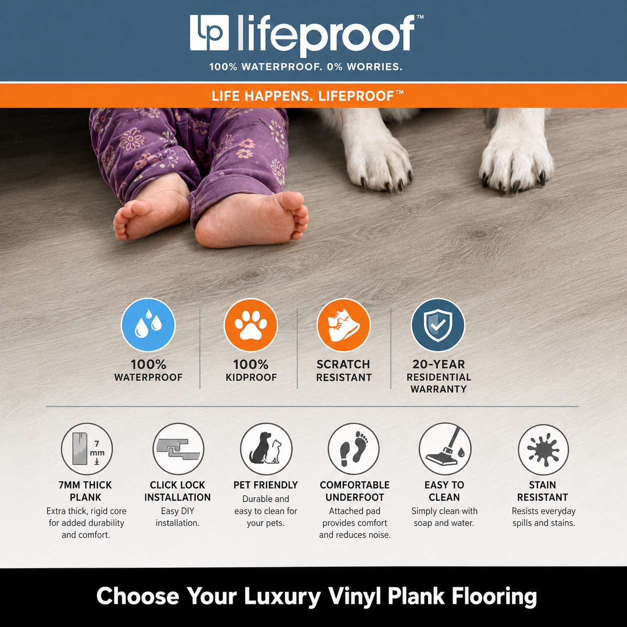 Lifeproof Bradbury Hill Wood Click Lock Waterproof Luxury Vinyl Plank Flooring